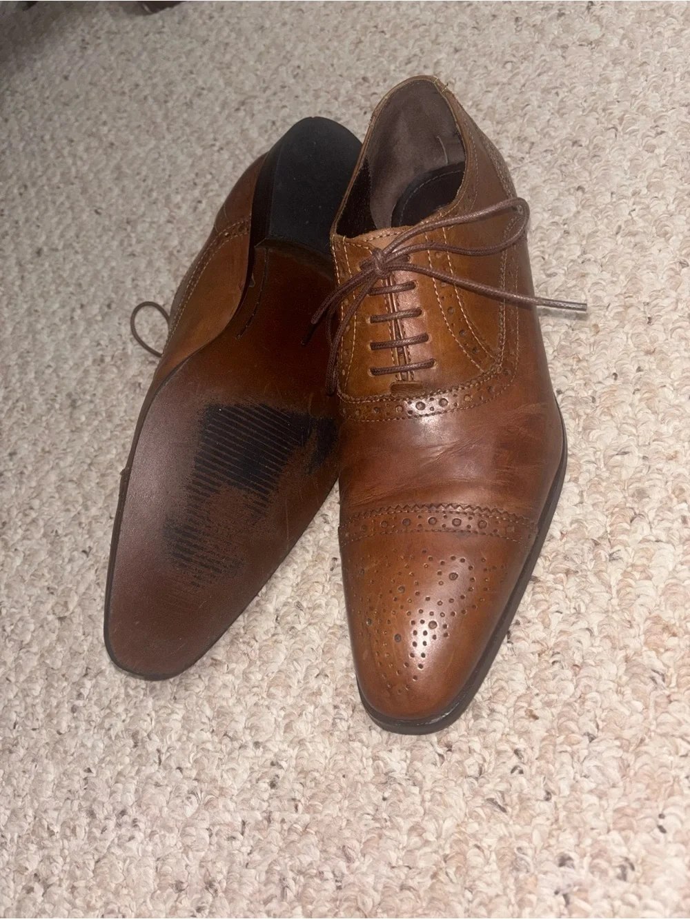 Giorgio Brutini Men's Tan Leather Cap-Toe Oxford Brogues